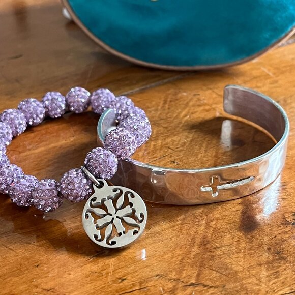 Rustic Cuff Christian Faith Rhinestone and Stainless  Logo Bracelets in Gift Bag - Picture 4 of 4